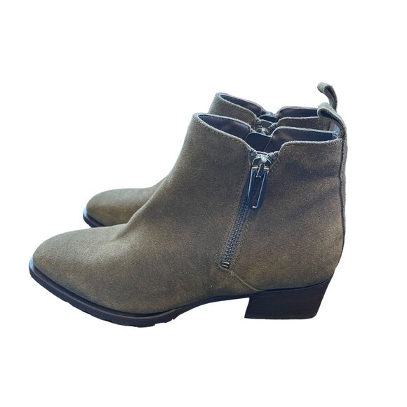 NEW Aquatalia 6.5 Fantina Dual Zip Boots Ankle Booties Olive Green Suede - Picture 3 of 8